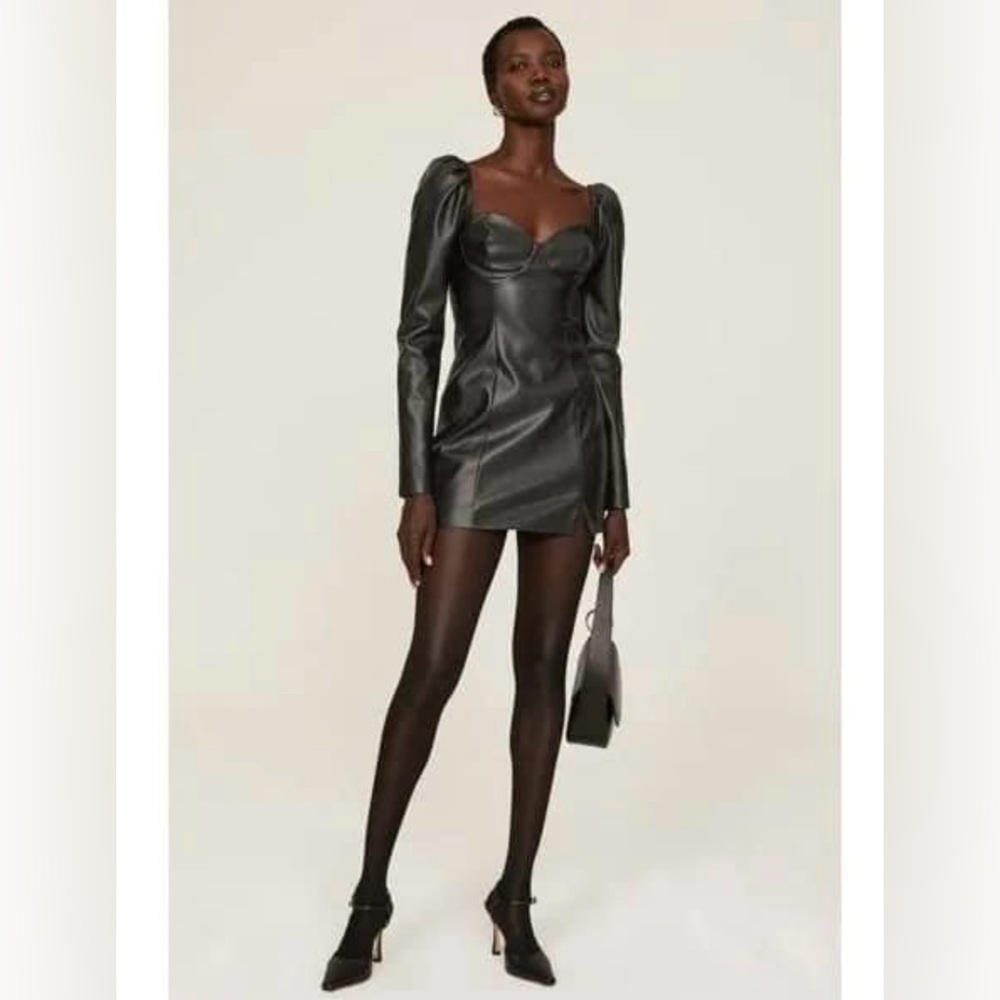 Louna Faux Leather Black  Mini Dress